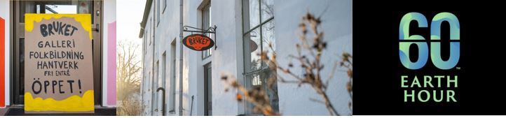 Lördag 28/3 Earth Hour kl 19: Bruket, Nykvarn: Musik med Pivo, konst från Åkes oljekurs, bokbord från Naturskyddsför., fika & mingel